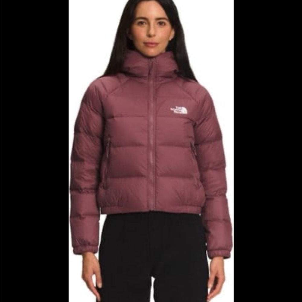 The North Face Purple Puffer Jacket with High Collar